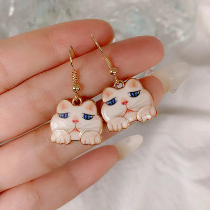 Cute Animal Cat Alloy Plating Women's Drop Earrings 1 Pair