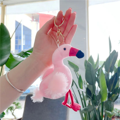 Cute Animal Flamingo Pp Cotton Women'S Bag Pendant Keychain