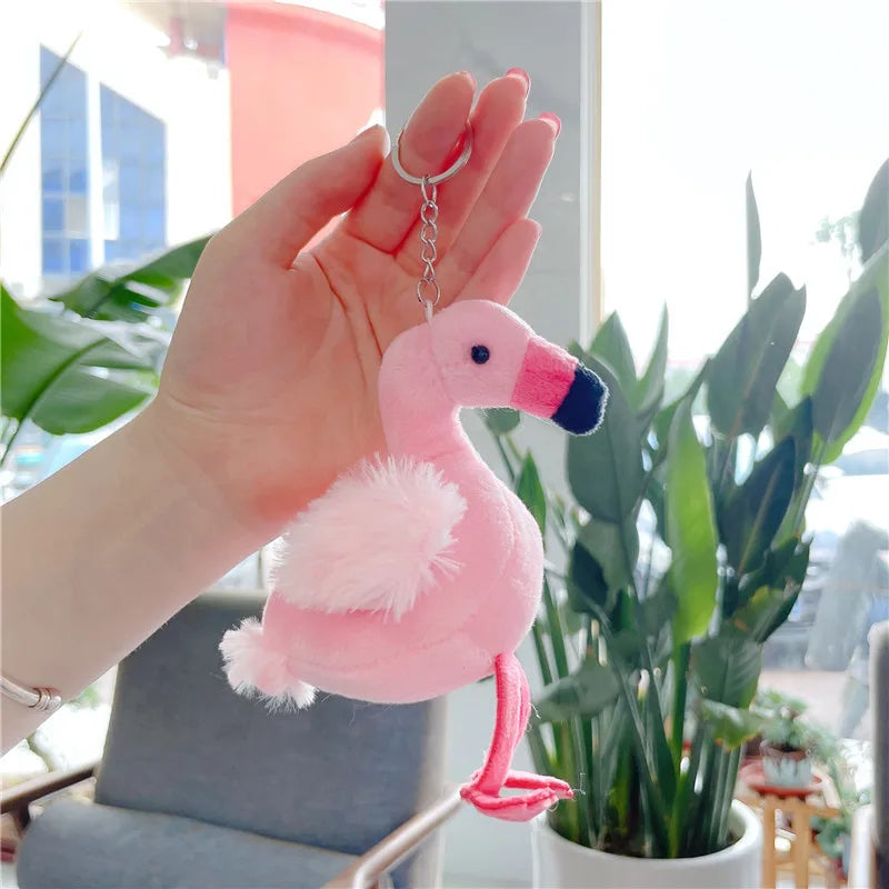 Cute Animal Flamingo Pp Cotton Women'S Bag Pendant Keychain