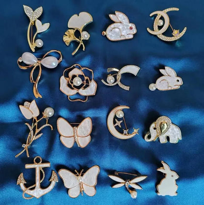 Cute Animal Flower Alloy Inlay Imitation Shell Women'S Brooches