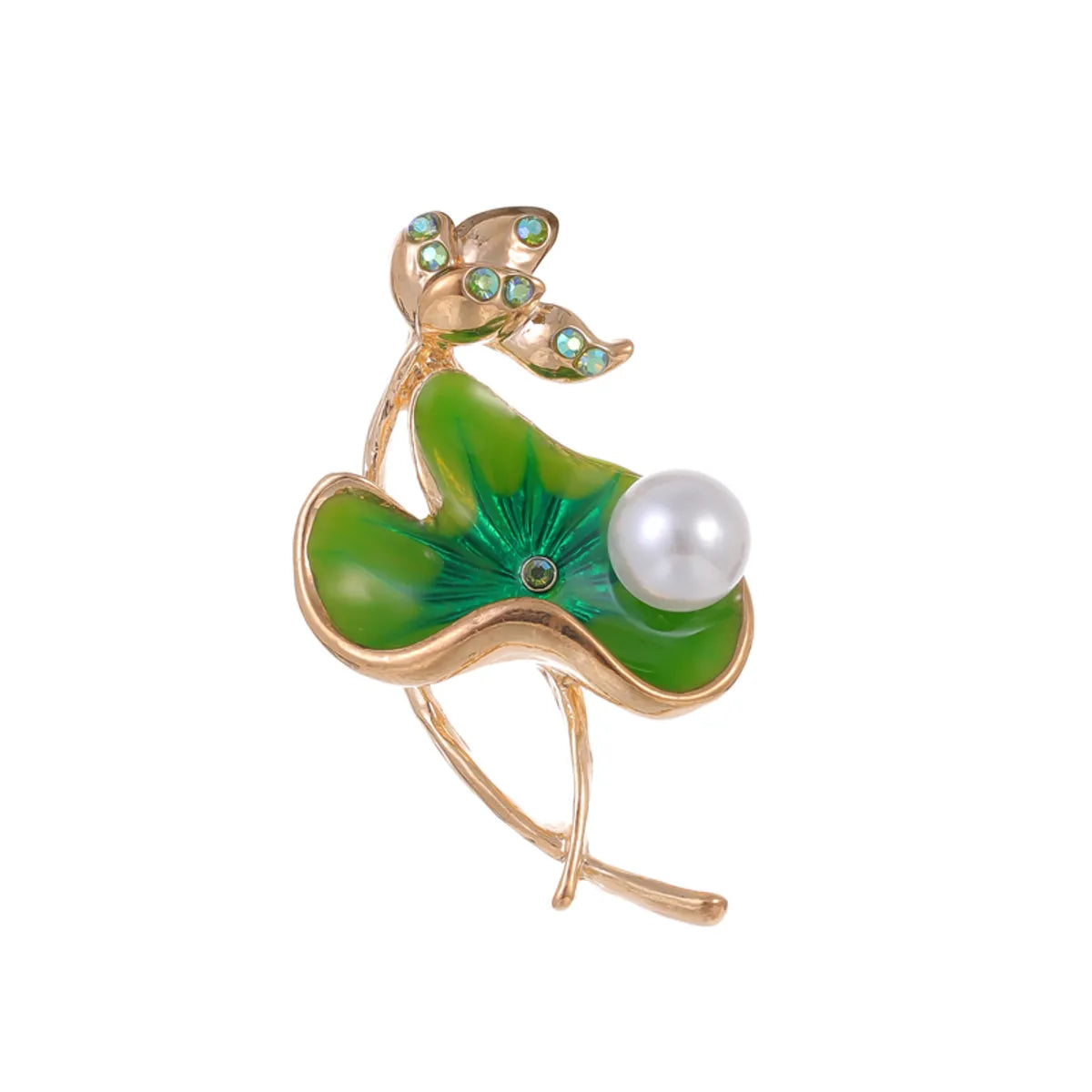 Cute Animal Leaves Apple Alloy Inlay Rhinestones Pearl Women'S Brooches