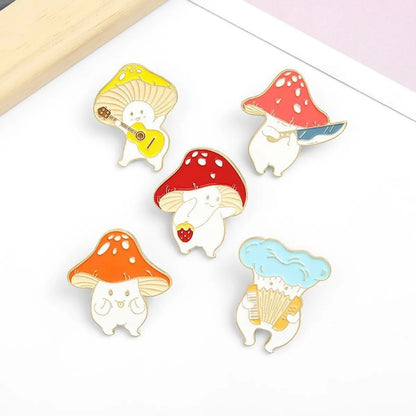 Cute Animal Mushroom Alloy Stoving Varnish Unisex Brooches