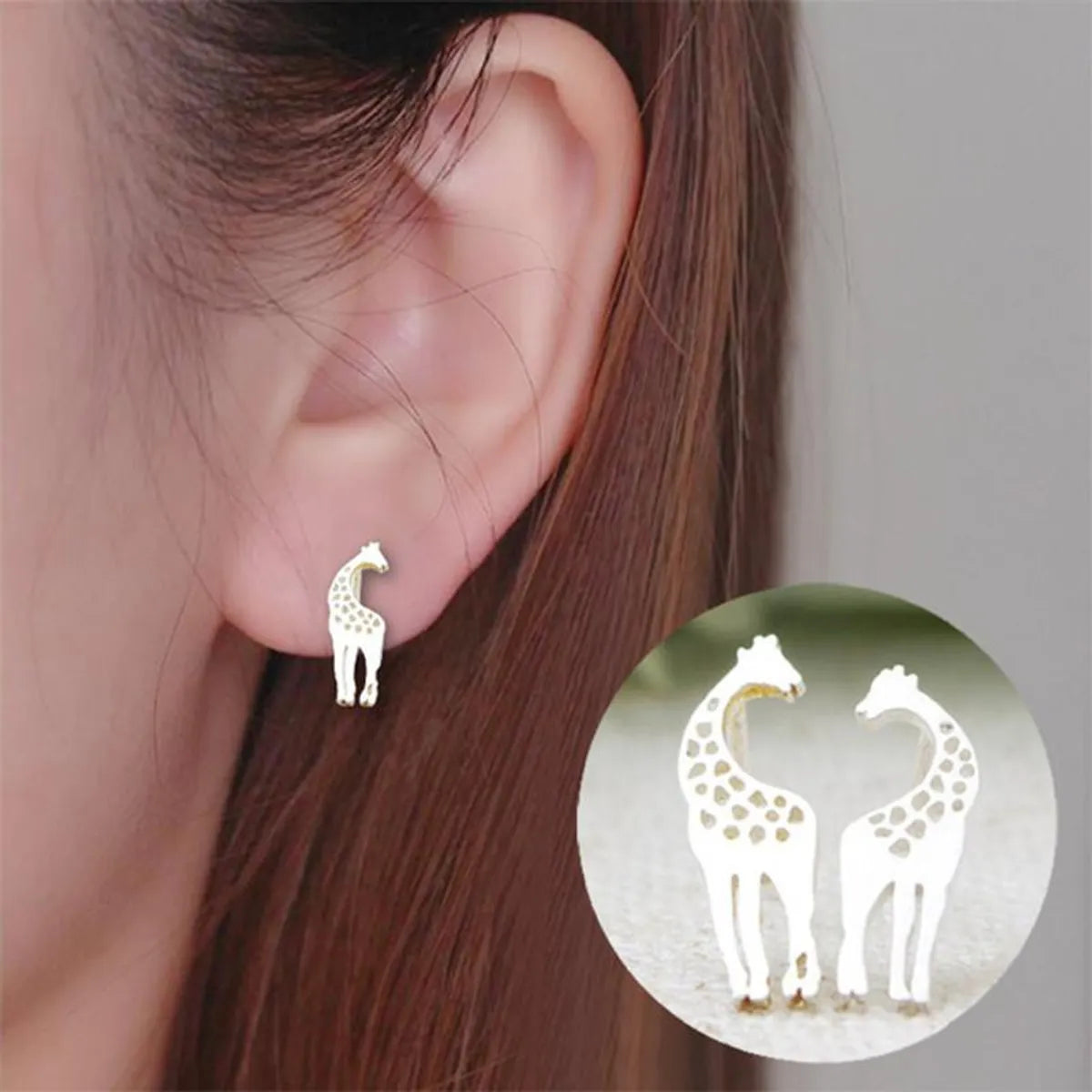 Cute Animal Pair Of Giraffe Alloy Earrings Nhcu152965