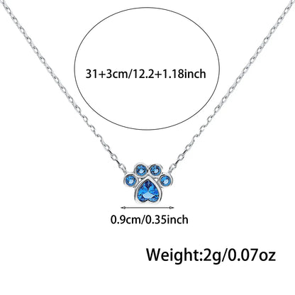 Cute Animal Paw Print Sterling Silver Inlay Glass Zircon White Gold Plated Women'S Jewelry Set