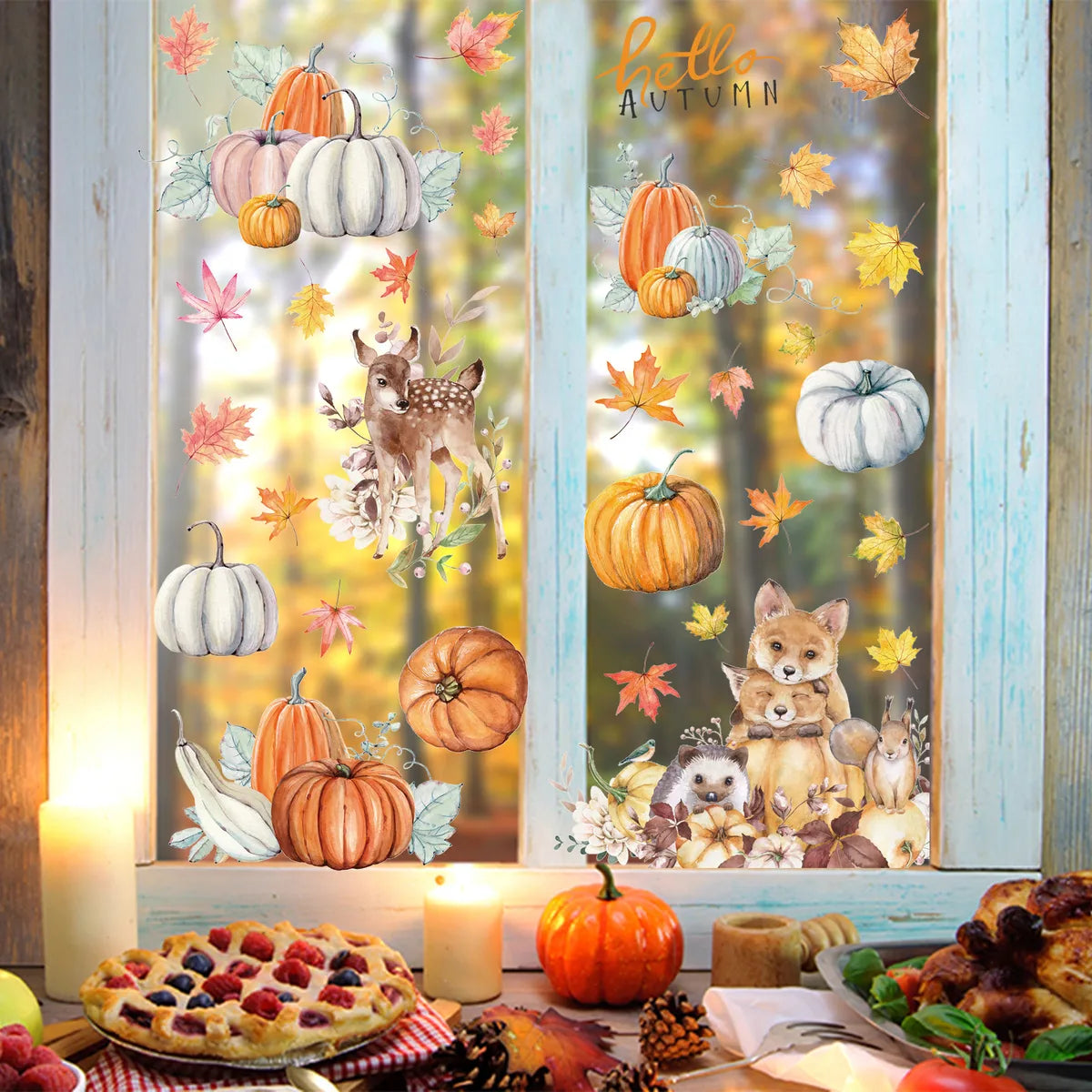 Cute Animal Pumpkin PVC Wall Art