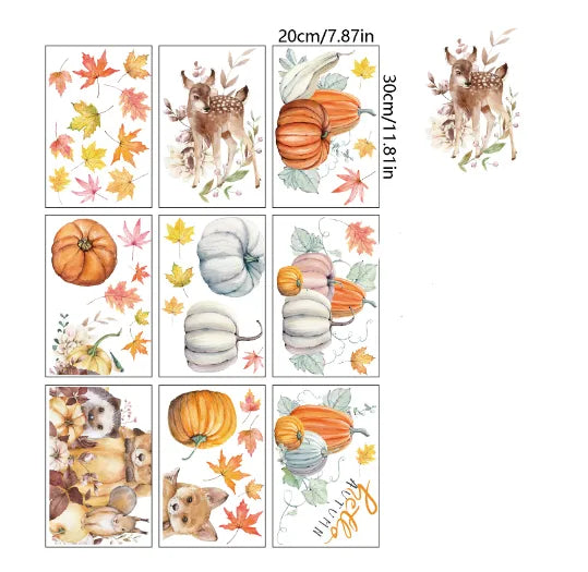 Cute Animal Pumpkin PVC Wall Art