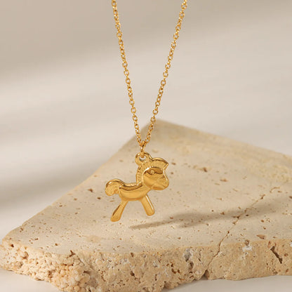 Cute Animal Stainless Steel Polishing Plating Metal 18k Gold Plated Pendant Necklace