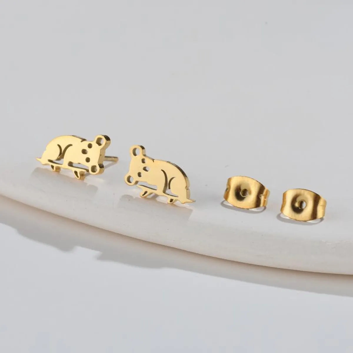 Cute Animal Titanium Steel Plating Ear Studs 1 Pair