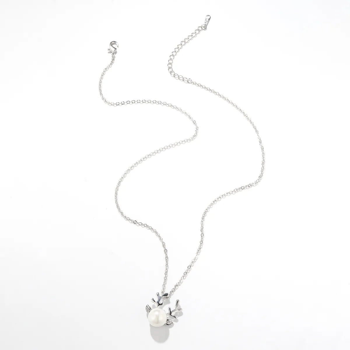 Cute Antlers Alloy Inlay Artificial Pearls Rhinestones Women's Pendant Necklace 1 Piece