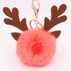 Cute Antlers Pu Leather Plush Plating Christmas Bag Pendant Keychain