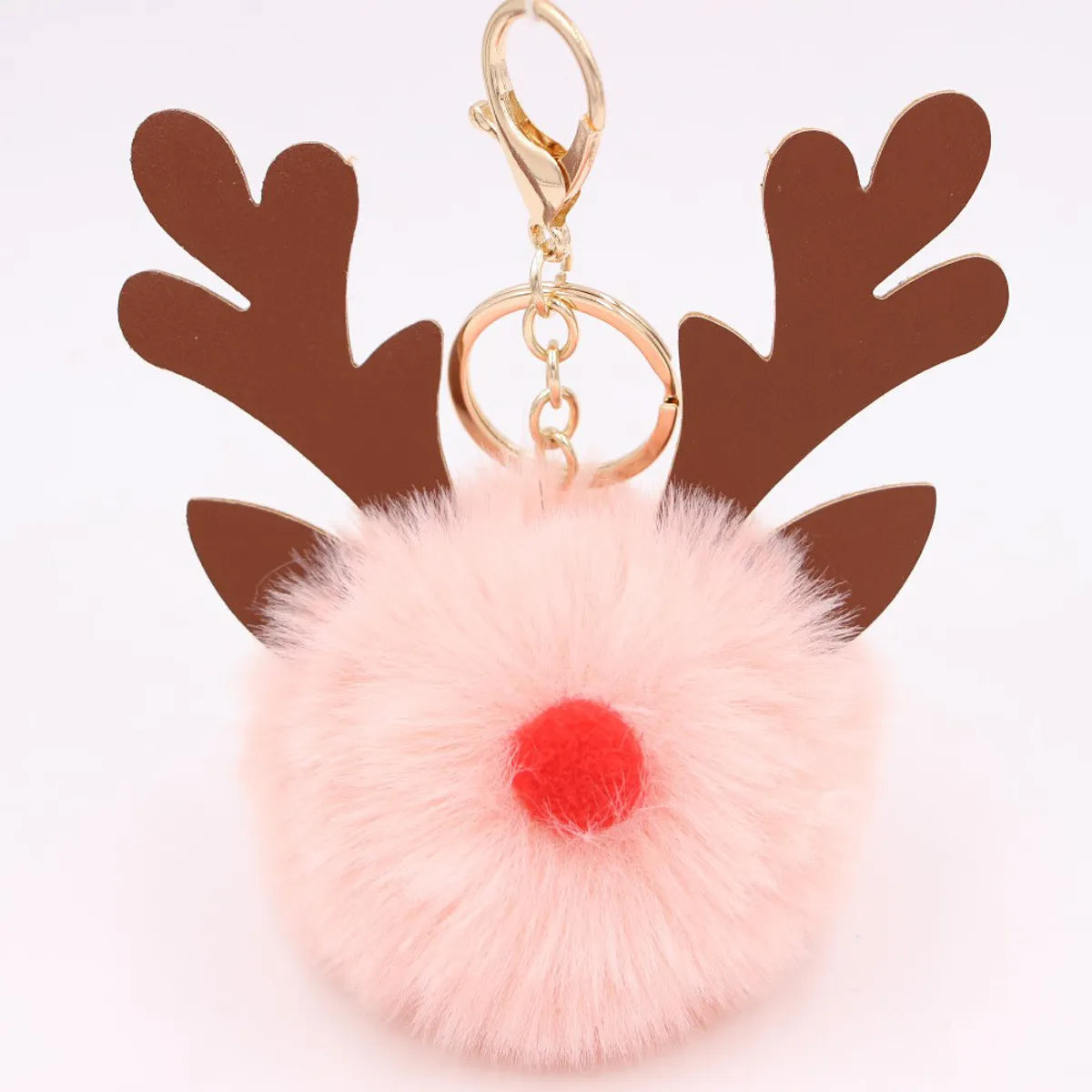 Cute Antlers Pu Leather Plush Plating Christmas Bag Pendant Keychain