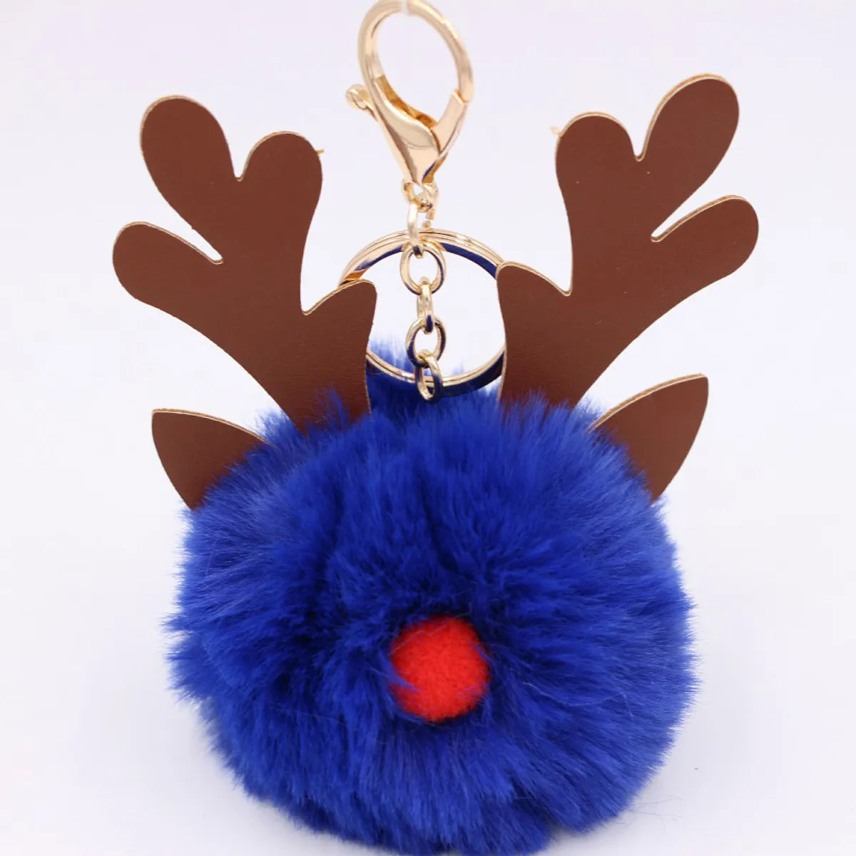 Cute Antlers Pu Leather Plush Plating Christmas Bag Pendant Keychain