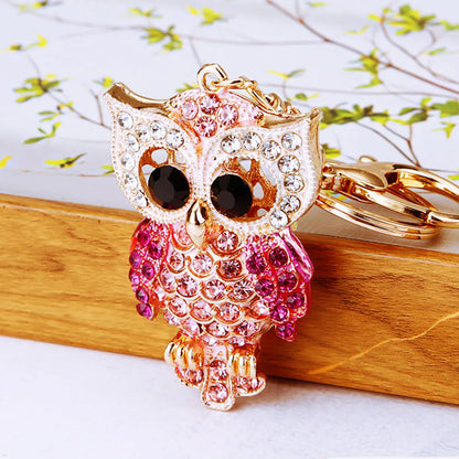 Cute Artistic Color Block Metal Inlay Rhinestones Women'S Keychain