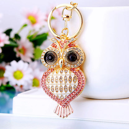 Cute Artistic Color Block Metal Inlay Rhinestones Women'S Keychain