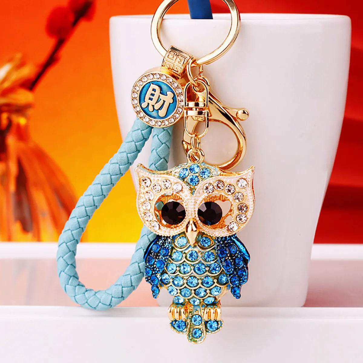 Cute Artistic Color Block Metal Inlay Rhinestones Women'S Keychain