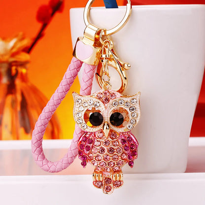 Cute Artistic Color Block Metal Inlay Rhinestones Women'S Keychain