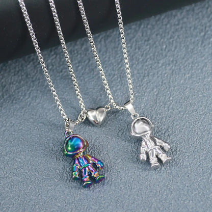 Cute Astronaut Alloy Plating Couple Pendant Necklace