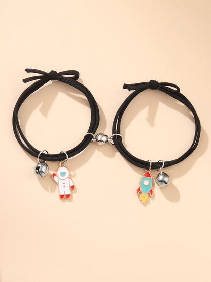 Cute Astronaut Spaceship Alloy Plating Women's Bracelets 1 Pair