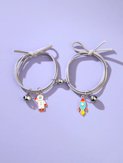 Cute Astronaut Spaceship Alloy Plating Women's Bracelets 1 Pair