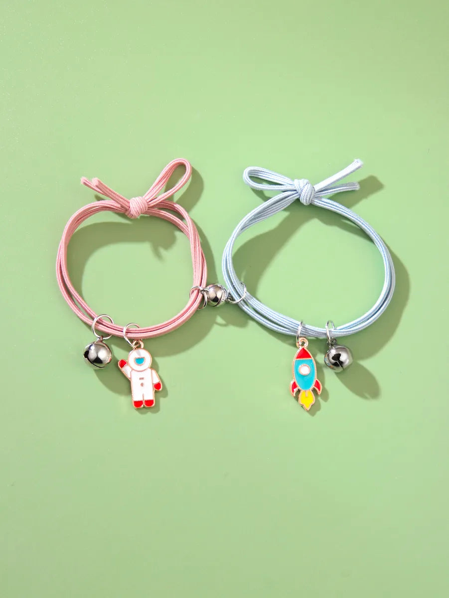 Cute Astronaut Spaceship Alloy Plating Women's Bracelets 1 Pair