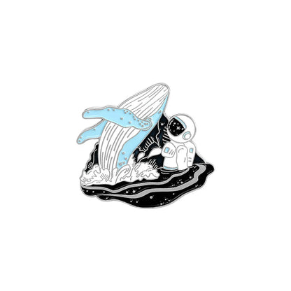 Cute Astronaut Whale Alloy Stoving Varnish Unisex Brooches