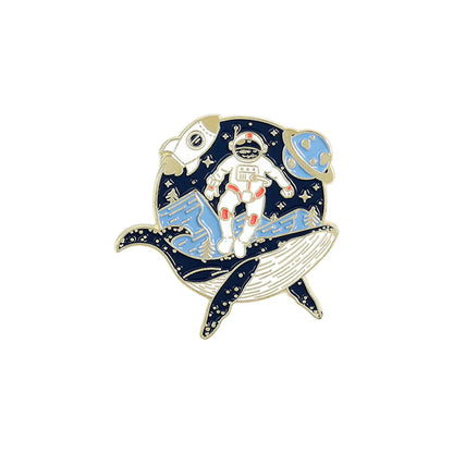 Cute Astronaut Whale Alloy Stoving Varnish Unisex Brooches