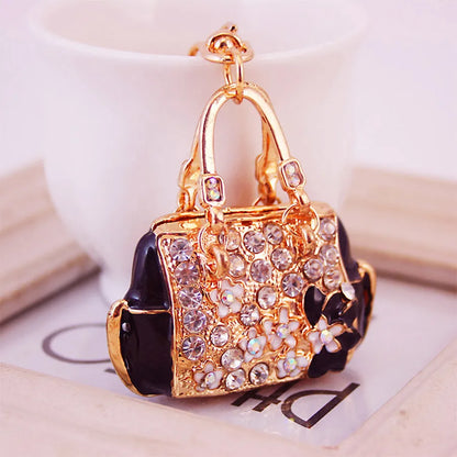 Cute Bag Alloy Inlaid Zircon Women'S Bag Pendant Keychain