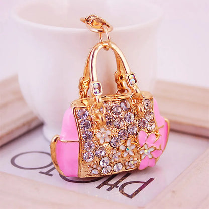 Cute Bag Alloy Inlaid Zircon Women'S Bag Pendant Keychain