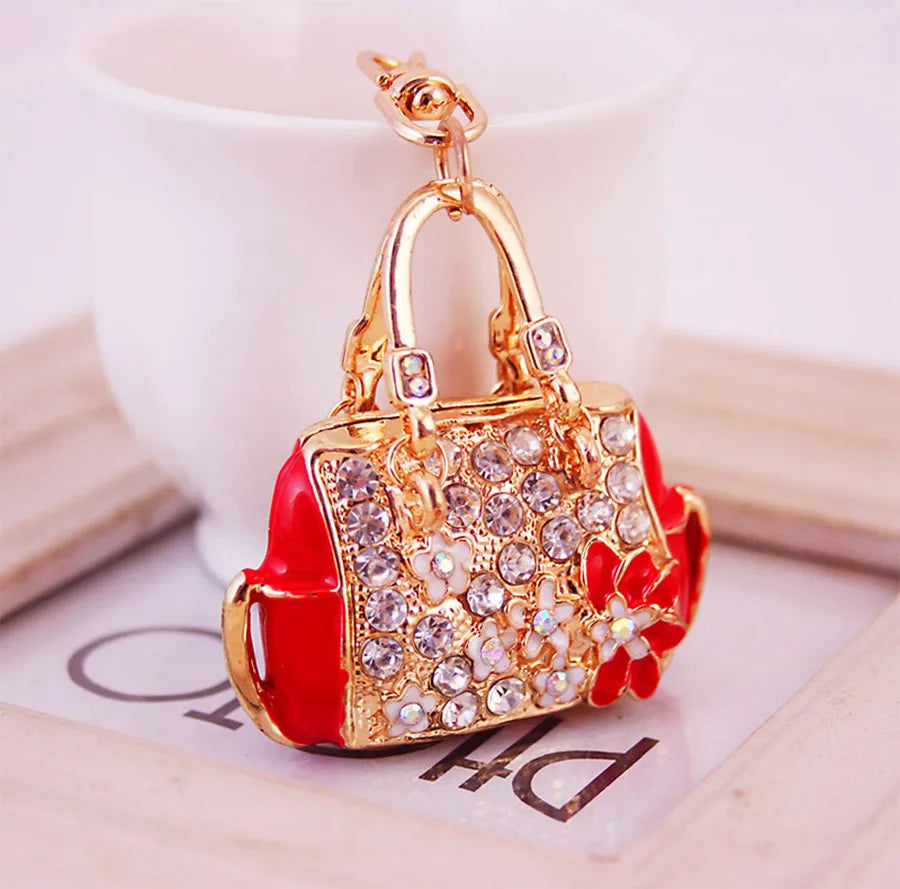 Cute Bag Alloy Inlaid Zircon Women'S Bag Pendant Keychain