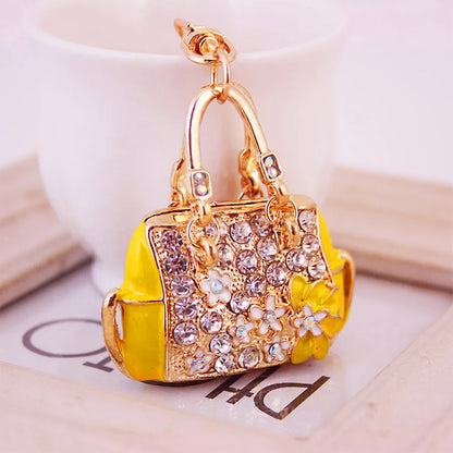 Cute Bag Alloy Inlaid Zircon Women'S Bag Pendant Keychain