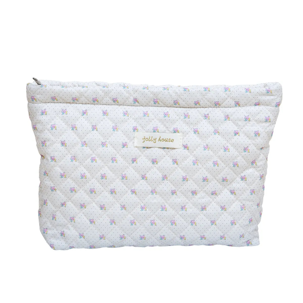 Cute Basic Ditsy Floral Polyester Square Makeup Bags