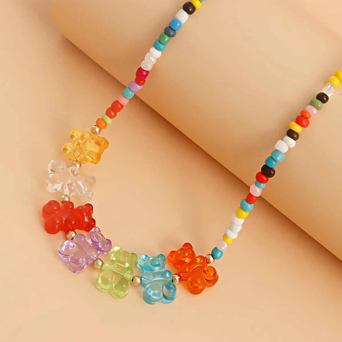 Cute Bear Alloy Beaded Plating Necklace