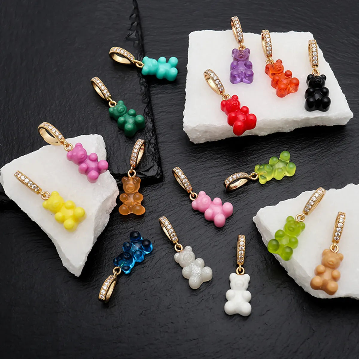 1 Piece Alloy Rhinestones Bear