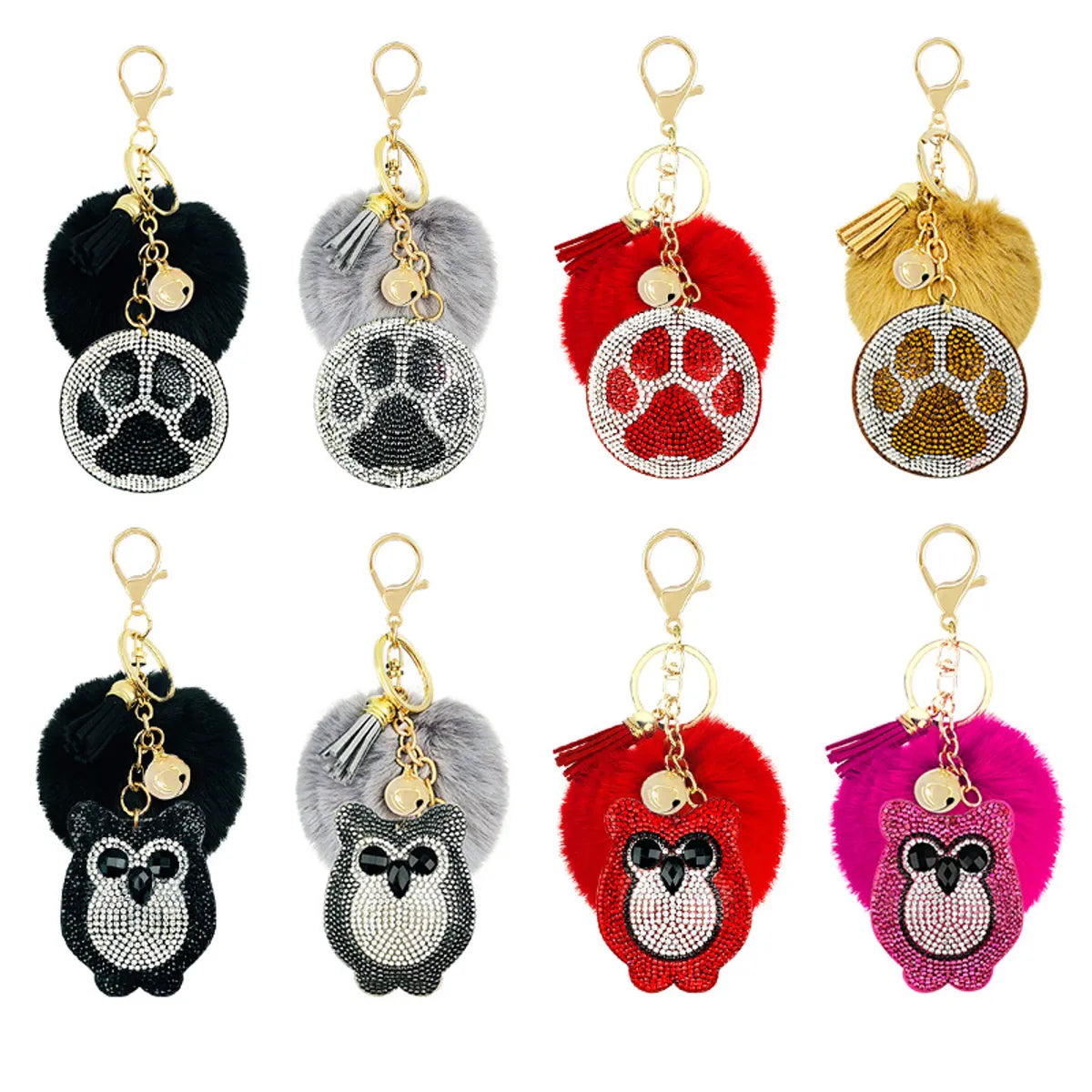 Cute Bear Alloy Inlay Rhinestones Keychain