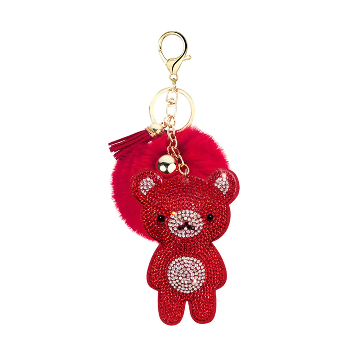 Cute Bear Alloy Inlay Rhinestones Keychain