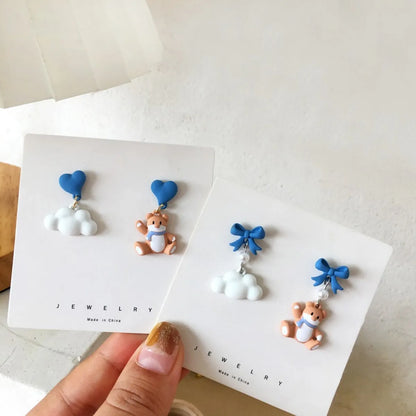 Cute Bear Stoving Varnish Alloy Drop Earrings