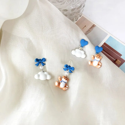 Cute Bear Stoving Varnish Alloy Drop Earrings