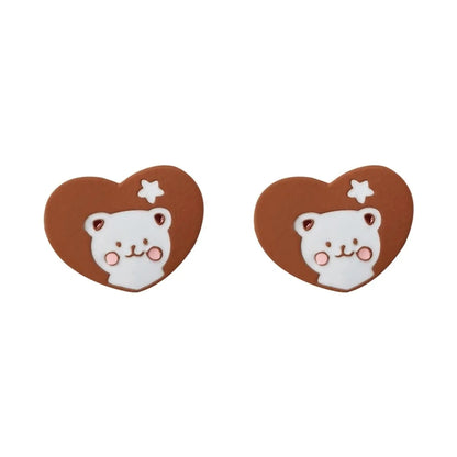 Cute Bear Alloy Stoving Varnish Ear Studs