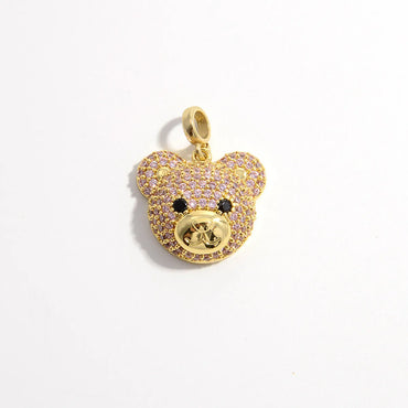 Cute Bear Copper Inlay Zircon Charms Jewelry Accessories