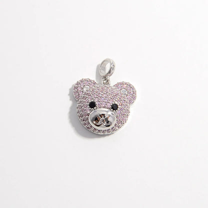 Cute Bear Copper Inlay Zircon Charms Jewelry Accessories