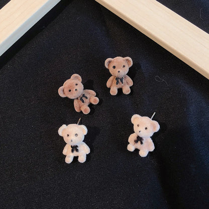 Cute Bear Flocking Women's Earrings 1 Pair