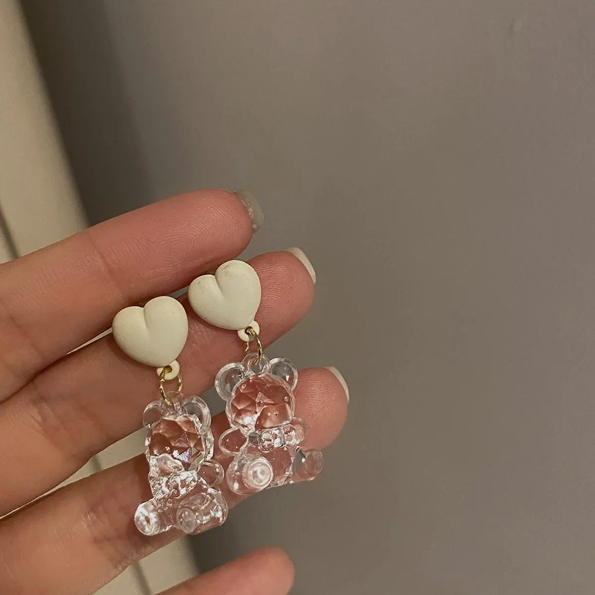 Cute Bear Heart Shape Alloy Stoving Varnish Women's Drop Earrings