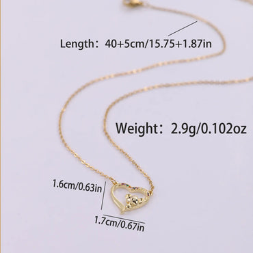 Cute Bear Heart Shape Stainless Steel Copper Plating Inlay Zircon 18k Gold Plated Pendant Necklace