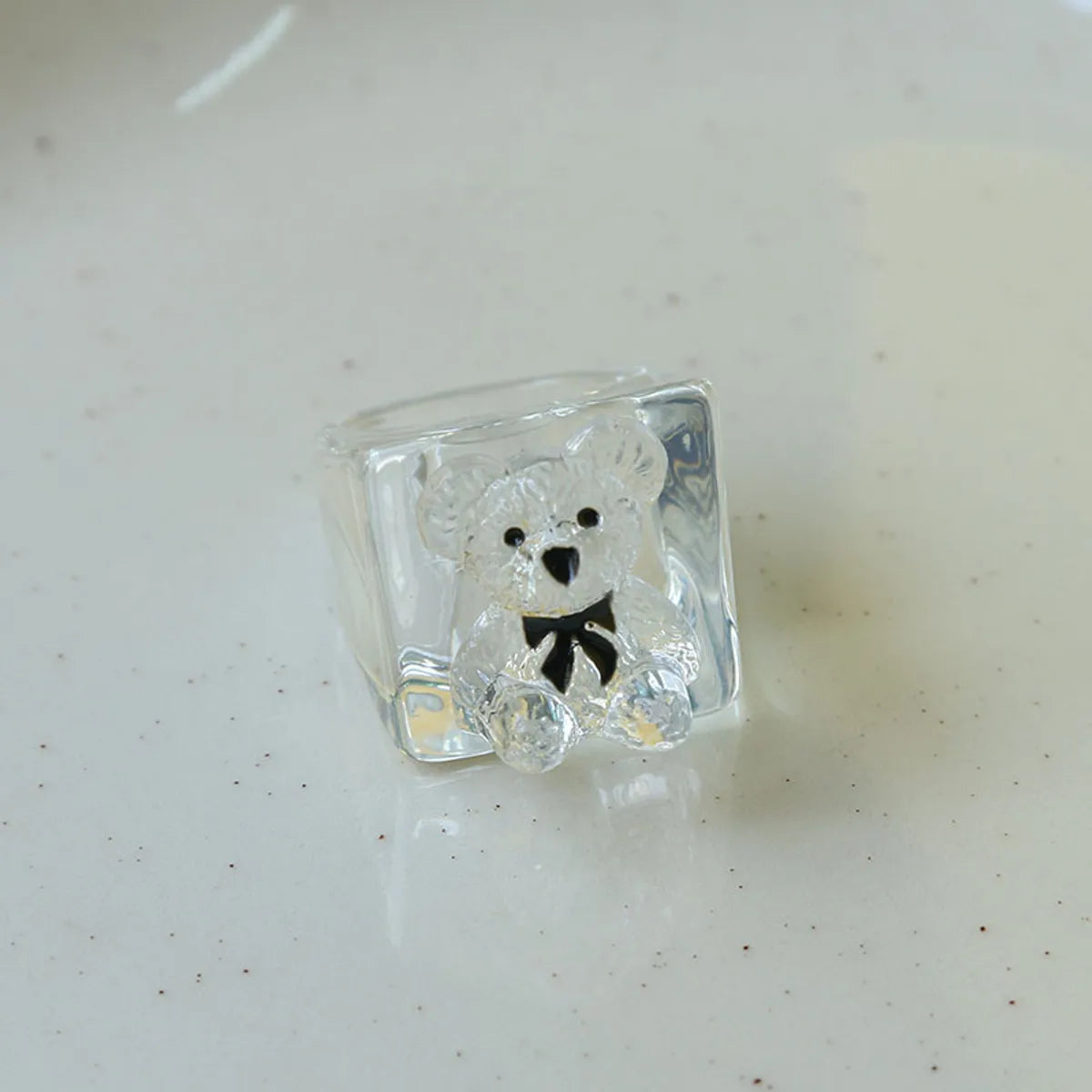 Cute Bear Synthetic Resin Women'S Rings