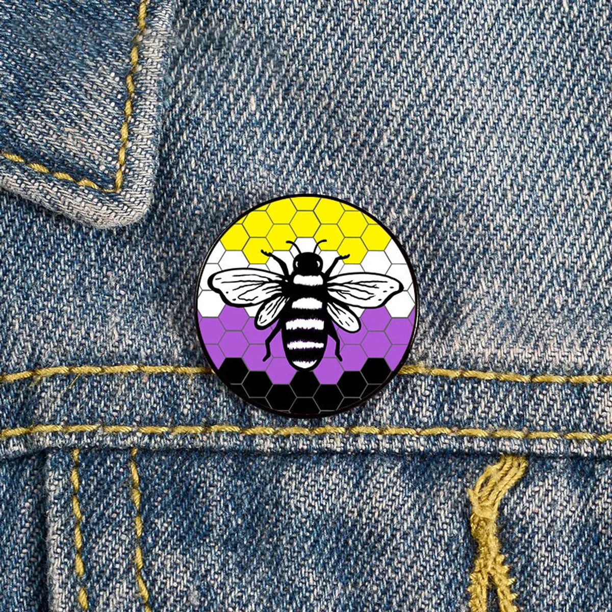 Cute Bee Metal Printing Unisex Brooches