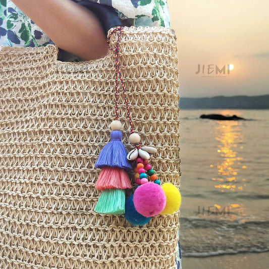 Cute Bohemian Sweet Color Block Cotton Bag Pendant