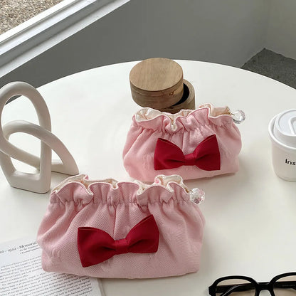 Cute Bow Knot Cotton Square Makeup Bags