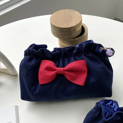 Cute Bow Knot Cotton Square Makeup Bags