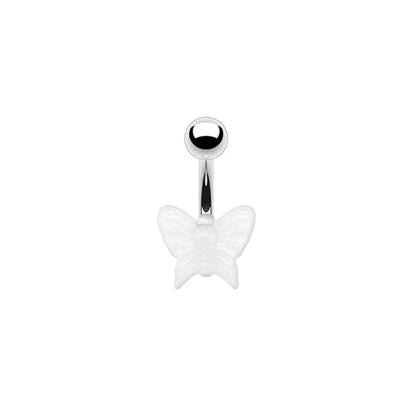 Cute Butterfly Stainless Steel Arylic White Gold Plated Belly Ring In Bulk