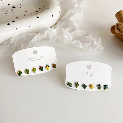 Cute Cactus Stud Earrings  New Earrings 6-piece Set